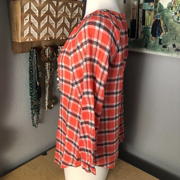 JOIE Selma Plaid Peasant Blouse - Picture 7 of 11